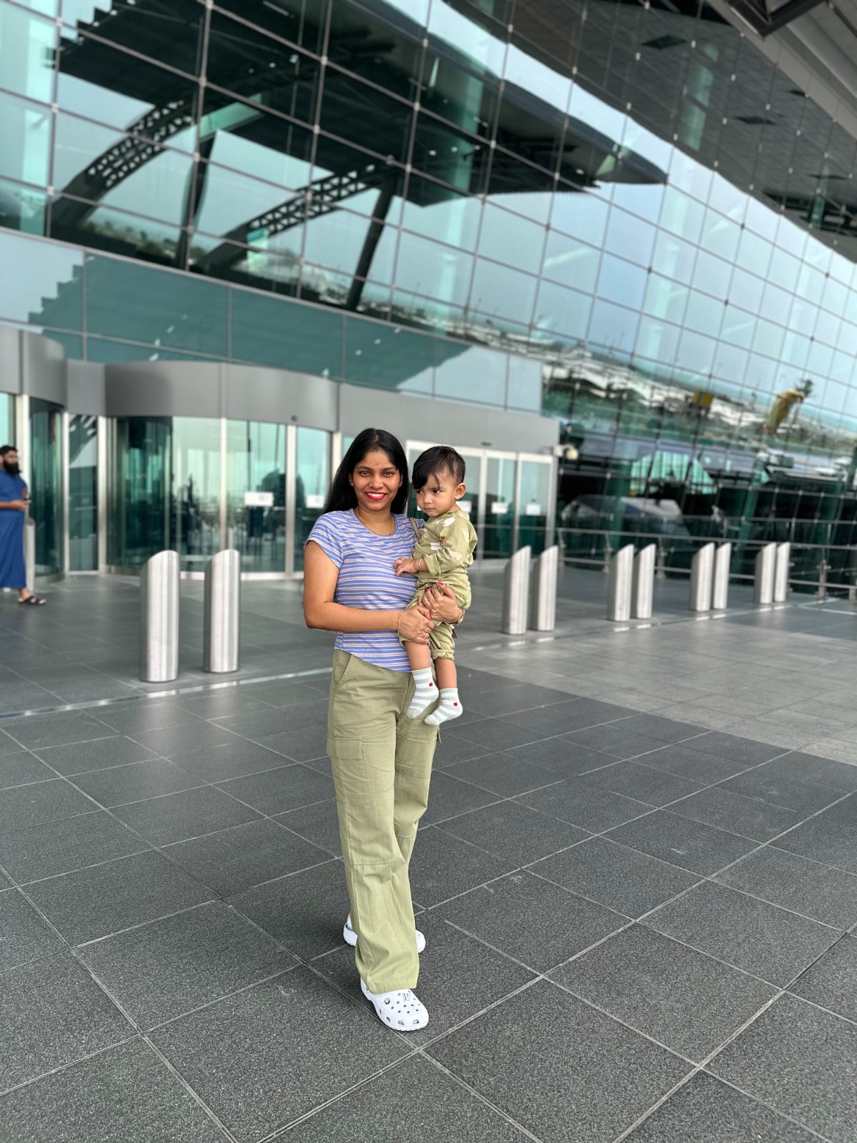 Aruna and our explorer at the airport