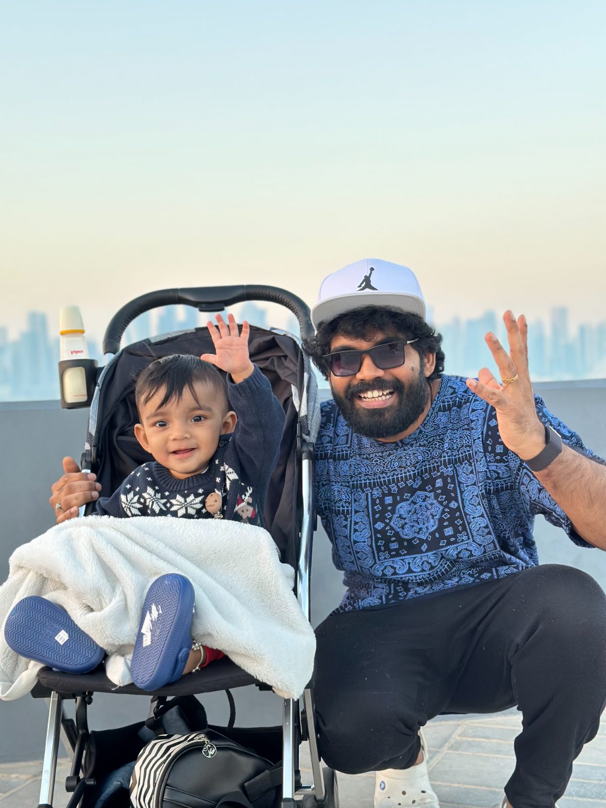 Anand and our explorer waving