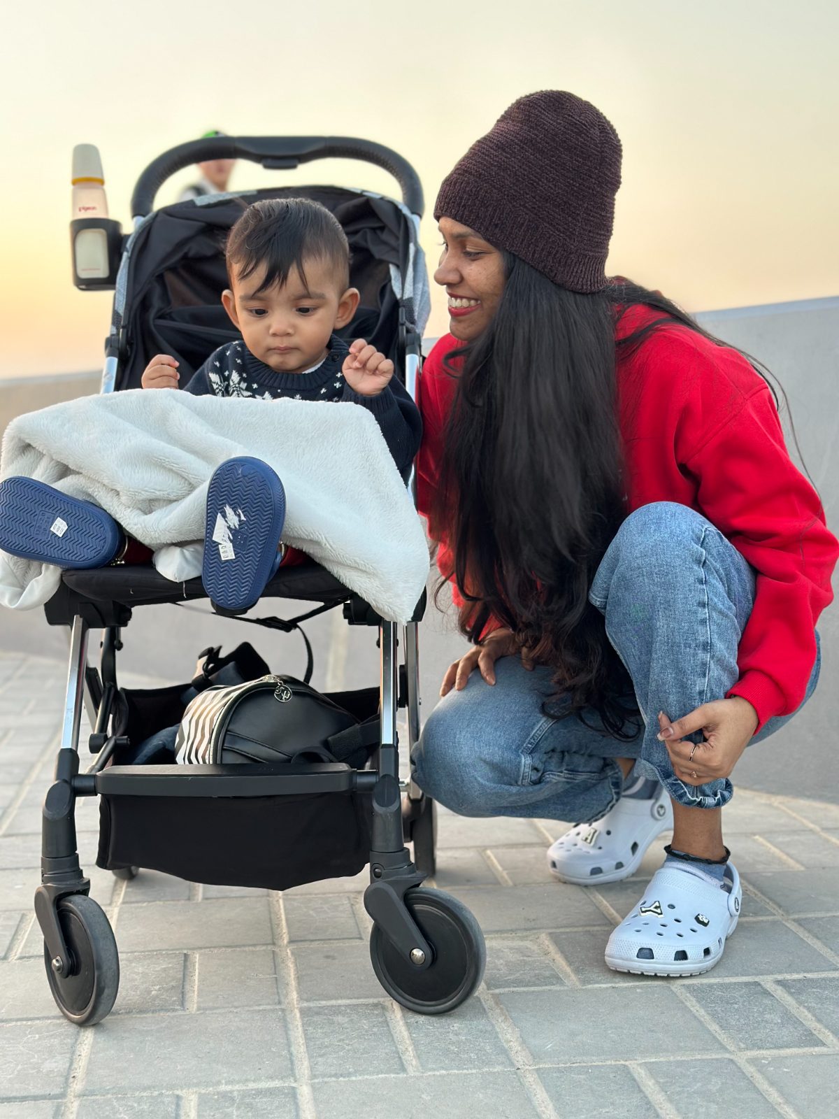 Aruna and our explorer on an evening walk