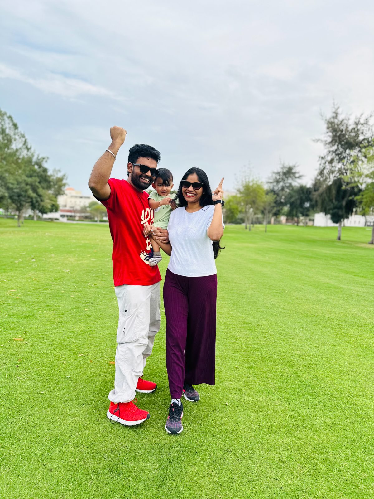 Aruna, Anand and our explorer in the park